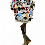 033. Facial Recognition, rsjbarker 2022, Mixed media assemblage, 240 x 500mm (h)