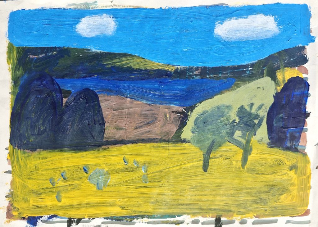 &quot;Inland Lake - 10082024-1&quot;, Acrylic on paper, 42.0 x 29.7cm