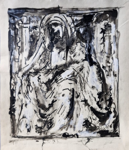 "Untitled - Venice - 04092024-1", Pencil, wash & Ink on Paper 28 x 23.5cm