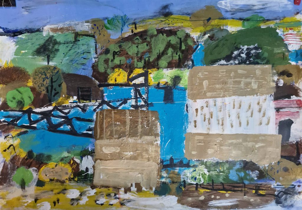 &quot;Rural Industrial 10112024-1&quot;, Acrylic on paer on board, 42.0 x 59.4cm