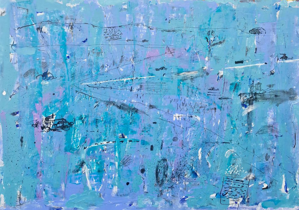 &quot;Blue Scape - 29112024-1&quot;, Acrylic on paper on board, 42.0x59.4cm