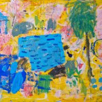 Blue Pond 2025, Acrylic and ink on paper, Framed 42cm x 59.5cm
